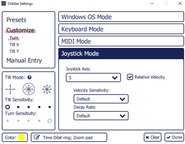 Orbitor config options