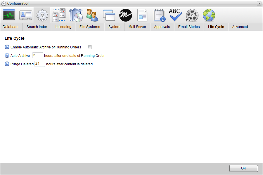 Configure Life Cycle Settings