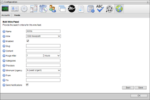 Edit Wire Search-Based Feed Parameters